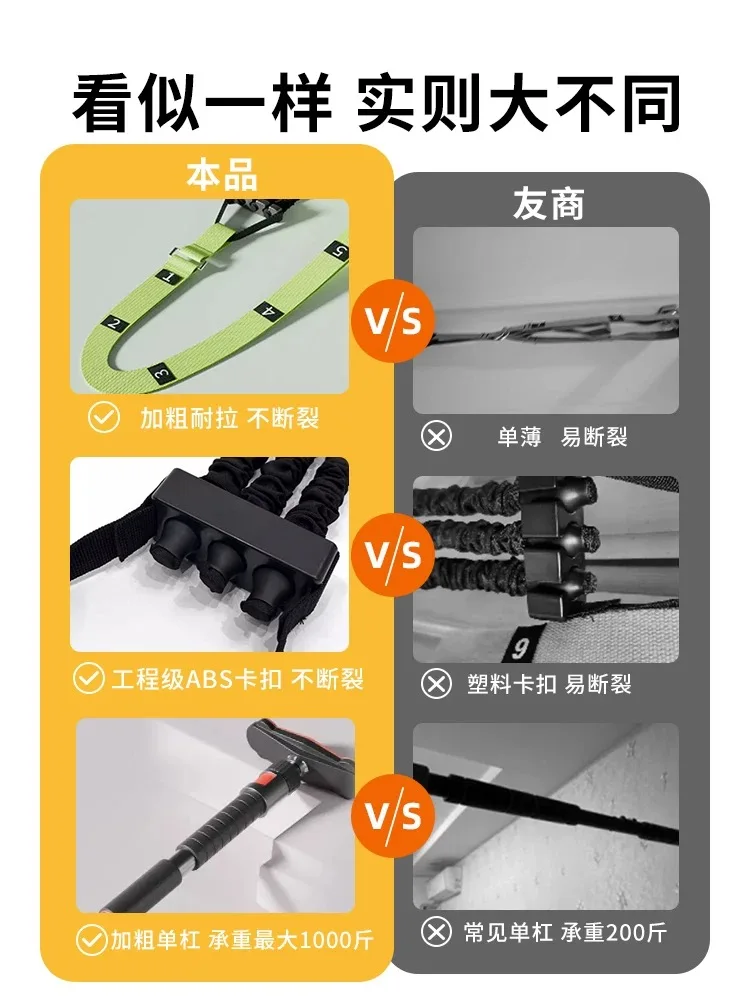 معزز سحب مع حبل شد للياقة البدنية للرجال، مدرب مساعد، شريط أفقي، حبل مرن، منتج محلي ممتد #4