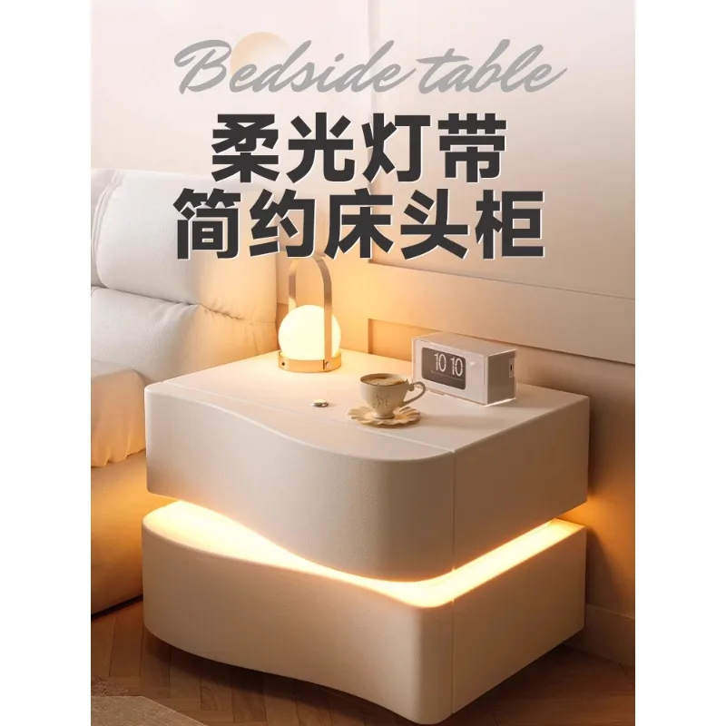 Smart bedside table new creative master bedroom multi-functional light luxury home modern simplicity all solid wood Internet cel