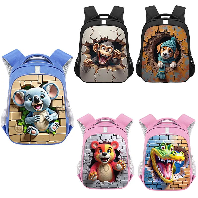 

Рюкзак с милым животным Breaking The Wall с принтом для подростков, собаки, панды, кошки, мальчиков и девочек, детская школьная сумка, сумки для ноутбука