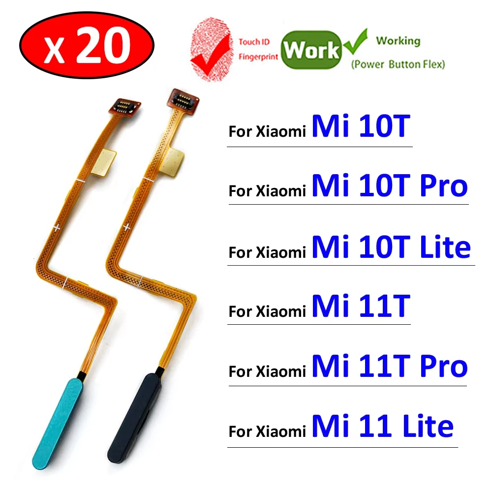 

20Pcs/Lot, Fingerprint Sensor Home Return Key Menu Button Flex Ribbon Cable For Xiaomi Mi 11T 10T Pro / Mi 11 10T Lite
