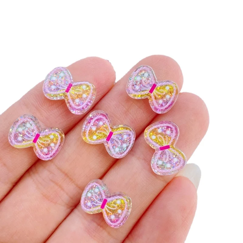 30pcs Resin Nail Cute Mini Multicolour Bow Figurine Nail Parts Accessories Kawaii DIY Nail Art Decoration