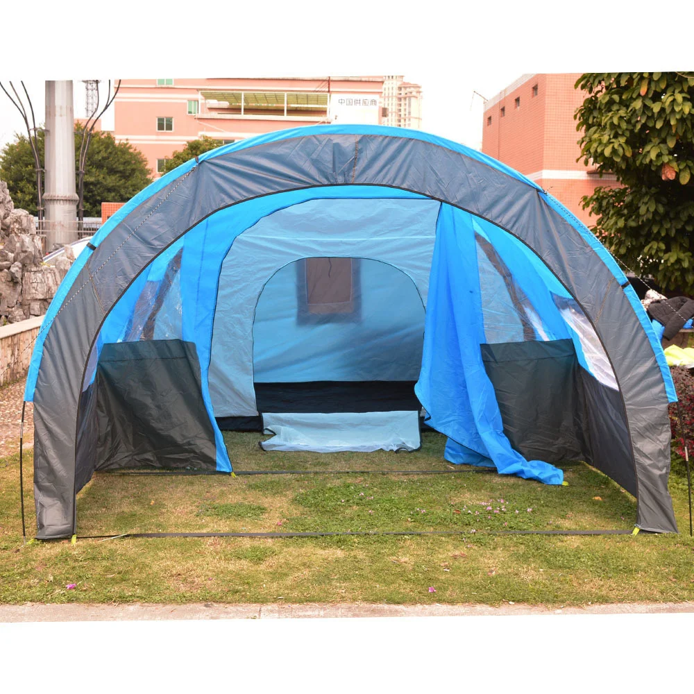 5-8 People Large Camping Tent Waterproof Canvas Fiberglass Family Tunnel 10 Person Tents equipment outdoor mountaineering Party