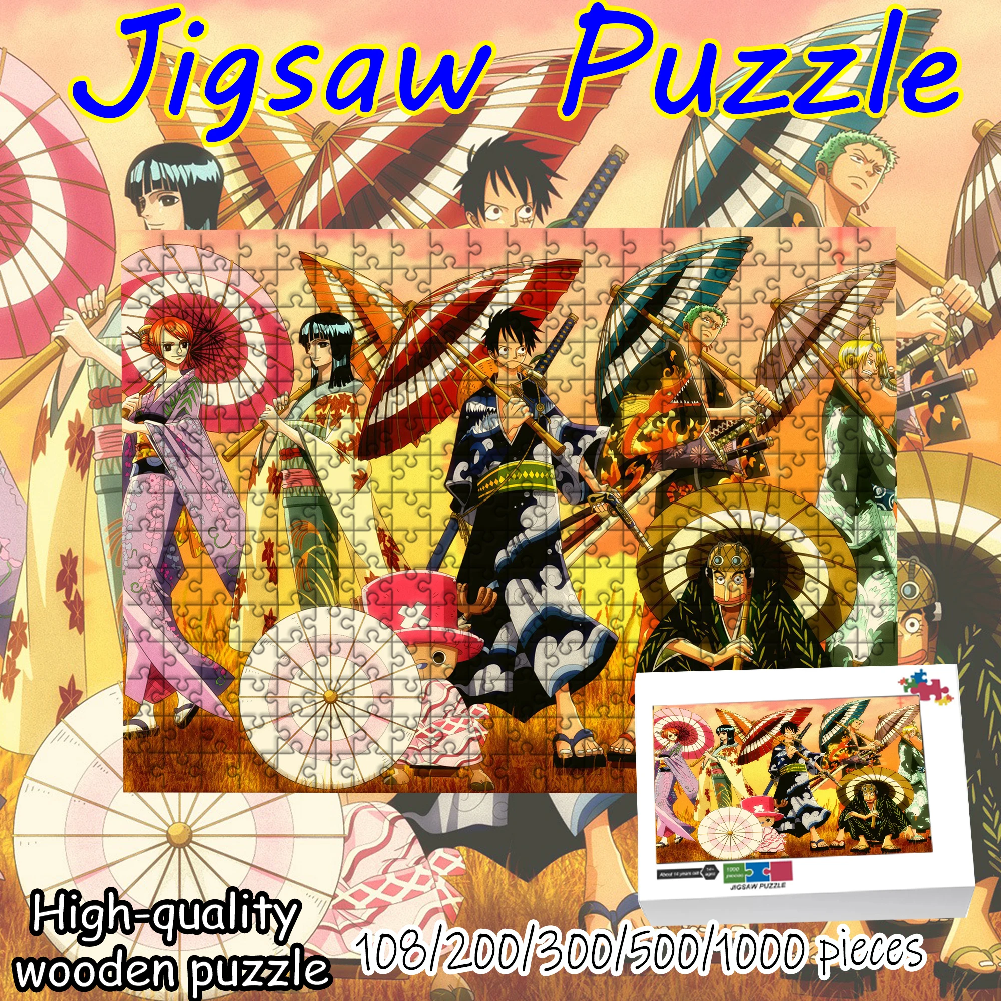 

One Piece Luffy Zoro Chopper Nami Jigsaw Puzzle 108/200/300/500/1000 Pieces Wooden Puzzle High Quality Gift Fun gift Toy
