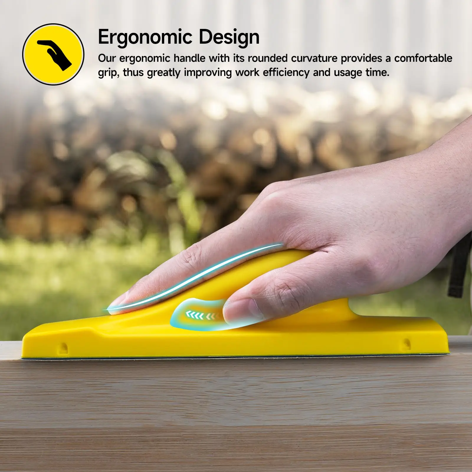 70 mm x 198 mm Sanding Block Handy Suitable for Hook and Loop Sand Paper, for Hand Sanding Filler, Plaster, Wood