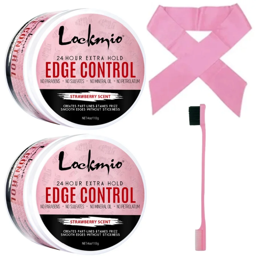 LOCKMIO Edge Control Styling Kit 113g Women Men Non-greasy Pomade Controls Hair Wax Gel for Strong Finishing Taming Flyaway Hair