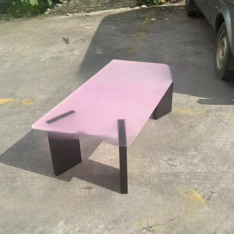 

Acrylic rectangular coffee table matte modern furniture living room sofa side north area small apartment corner coffee table