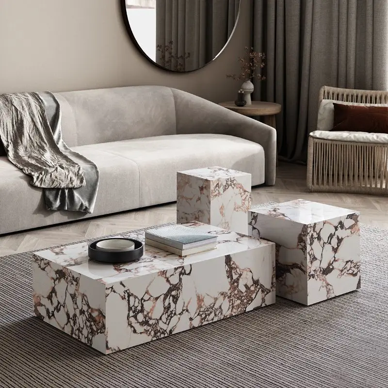 Mesa de centro de losa de roca, mesa de centro para sala de estar, hogar, pequeño apartamento, losa de roca simple moderna, rectangular, Internet, celebridades