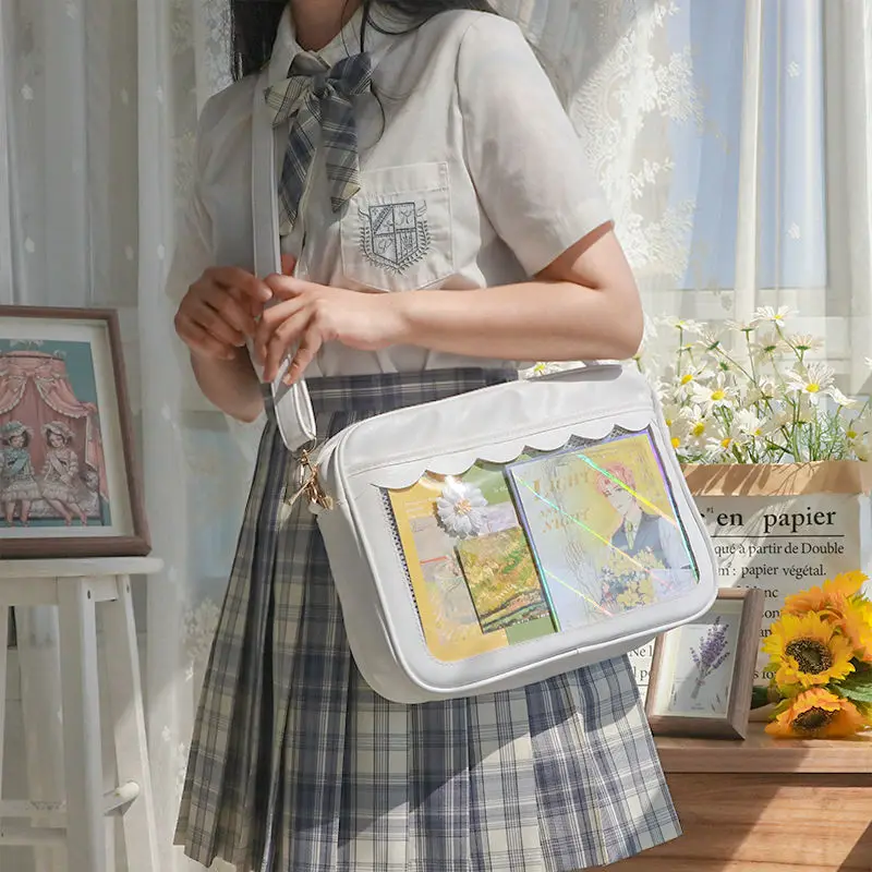 Japanese Lolita Sweet Girl  JK Uniform Y2K Shoulder Crossbody Bag Fashion Transparent Brief Women Itabag Messenger Bag