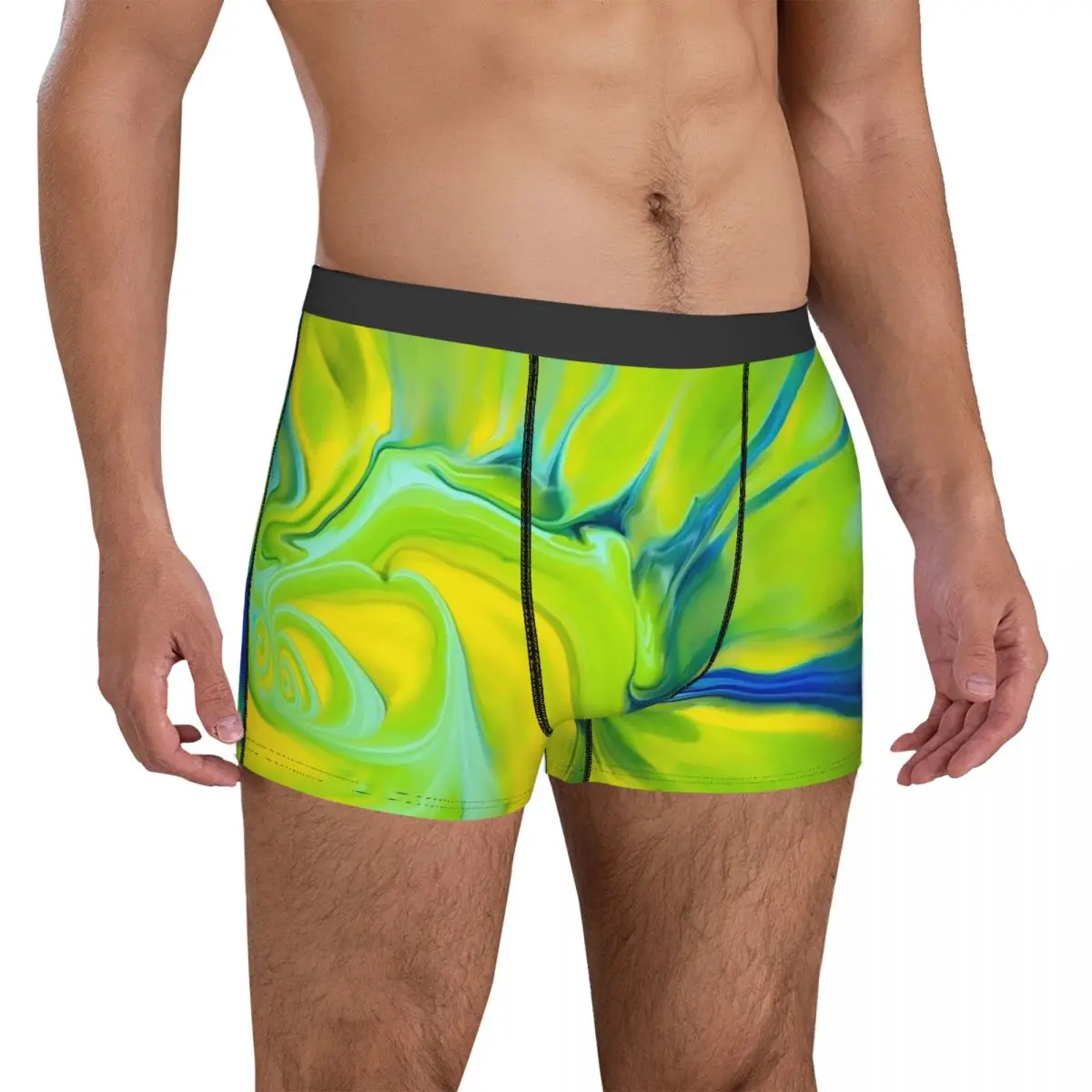 Tie Dye Print Underwear Abstract Design Man Boxer Brief Breathable Trunk Trenky Print Plus Size Underpants