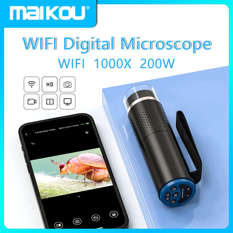 WiFi Mobile Phone Wireless Microscope 1000X 200W Scalp Detector Industrial Beauty Electronic Digital Magnifying Glass