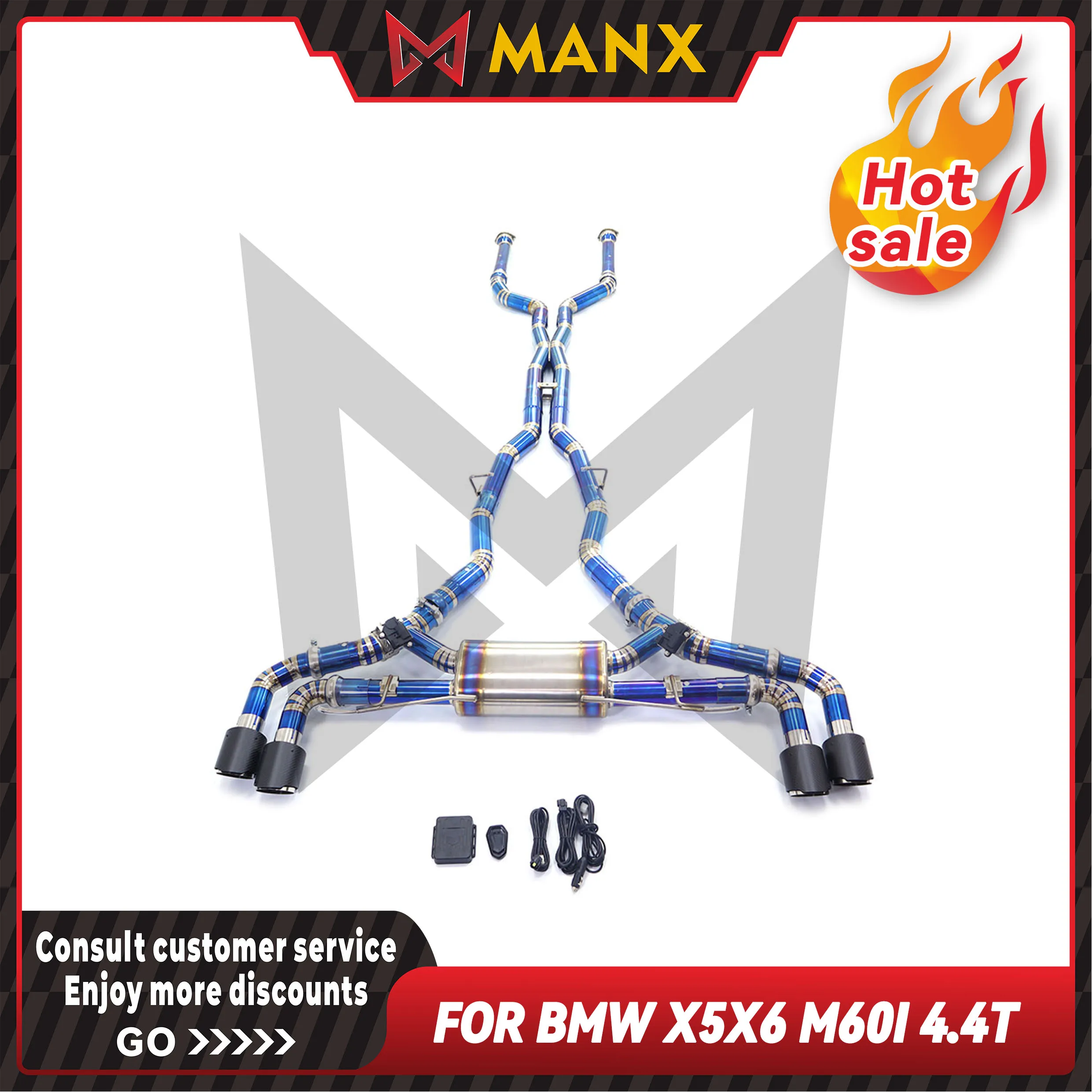 

For BMW X5 X6 M60i 4.4T Car Exhaust system Titanium Alloy catback Performance exhaust pipe with remote control valve