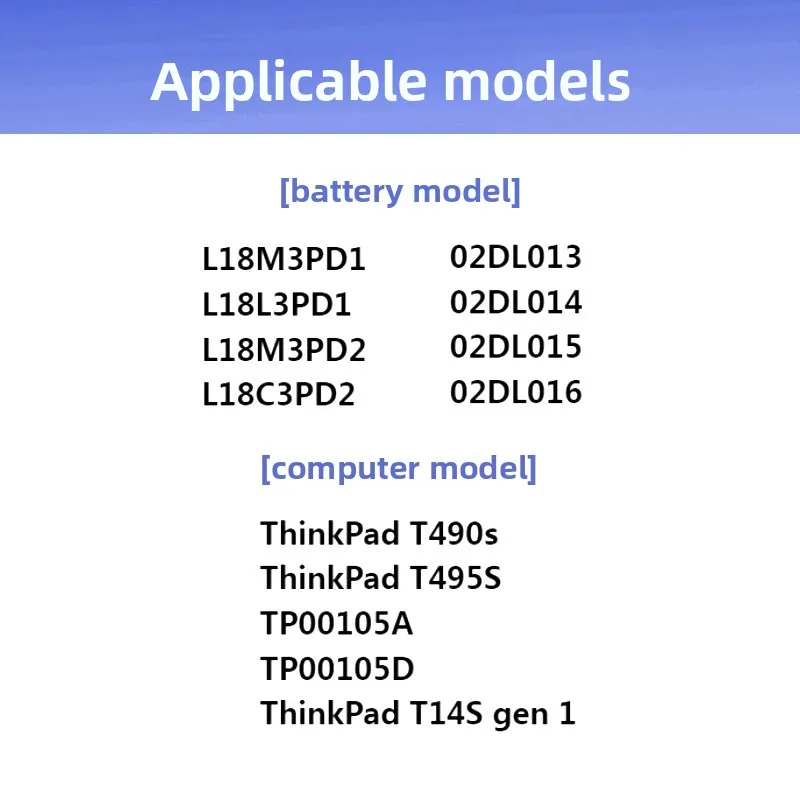 L18M3PD1 L18C3PD2 notebook battery for Lenovo ThinkPad T490S T495S TP00105A/D lithium-ion battery