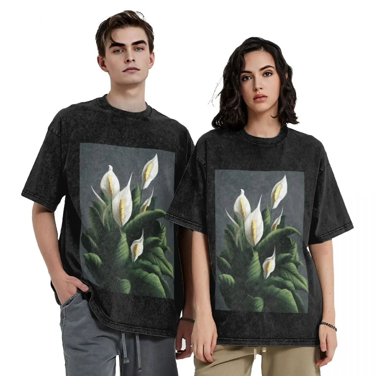 Футболка Peace Lily/Spathiphyllum, мешковатые рубашки, летние топы с рисунком, роскошные футболки, наряды для мужчин