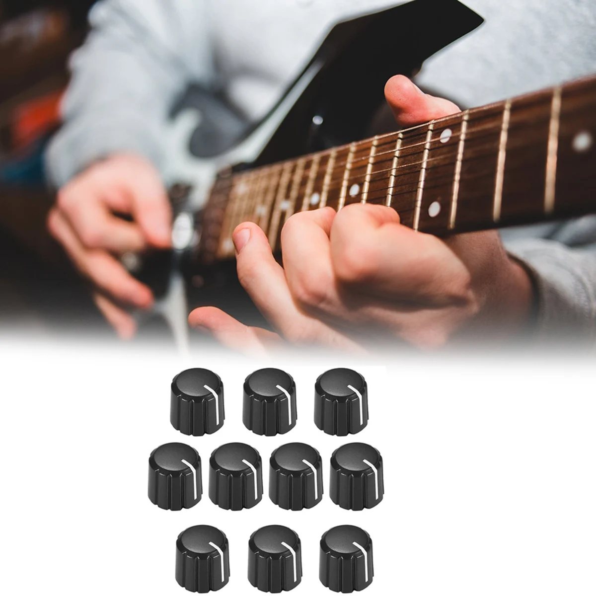 Manopole di controllo del potenziometro da 10 pezzi per manopole del tono del Volume della chitarra elettrica nero tipo D 6mm