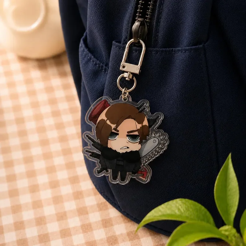 Leon & Grace Character Art Acrylic Keychain Portable Bag Charm Creative Keyring Accessory Gift for Fans