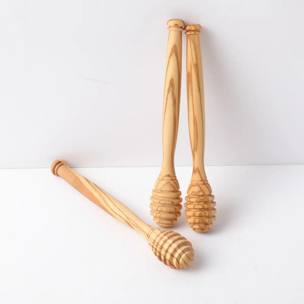 Handmade Wooden Honey Dipper 10/15/16cm Natural Wood Honey Stirrer Spoon Smooth Polished Surface Comfort Grip Honey Mixing Rod