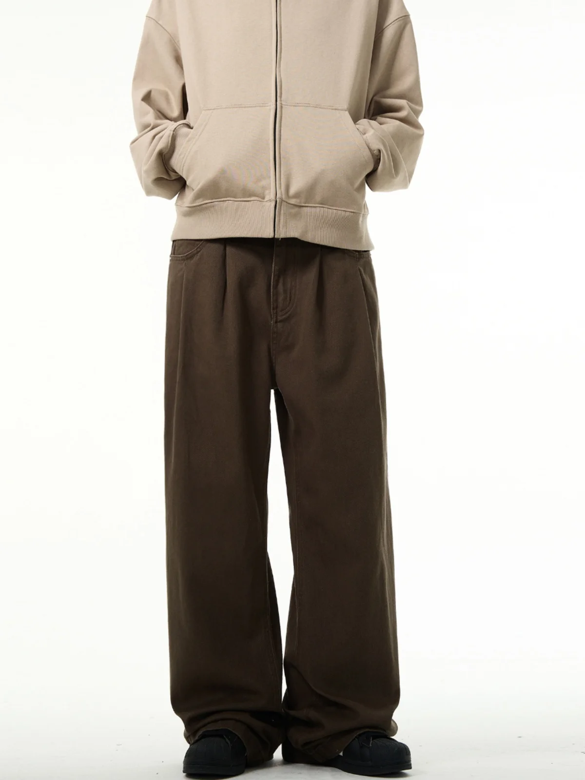 

Ретро-джинсы прямого кроя американского стиля кофейного цвета, свободные повседневные широкие джинсы в стиле CleanFit Simple Fashion, модные джинсы