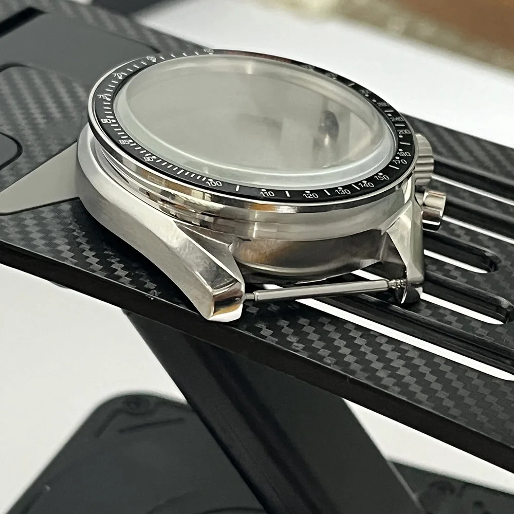 ملحقات علبة الساعة 39.8 ملم، هيكل فضي VK63، ستانلس ستيل، أزرق، أخضر، أسود، إطار من الألومنيوم، جزء ملحقات الساعة