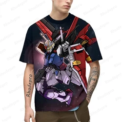 T-shirt estampada Gundam masculina, tops estilo Harajuku, casual, Hip Hop, alta qualidade, Y2k Gundam, novo, 2024