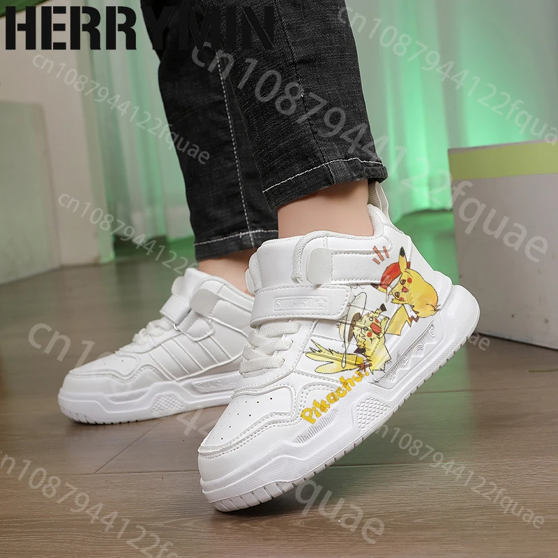 

Christmas High Quality PU leather Pokemon Pikachu Children shoes boys girls breathable high-top fashion Shoes Gift