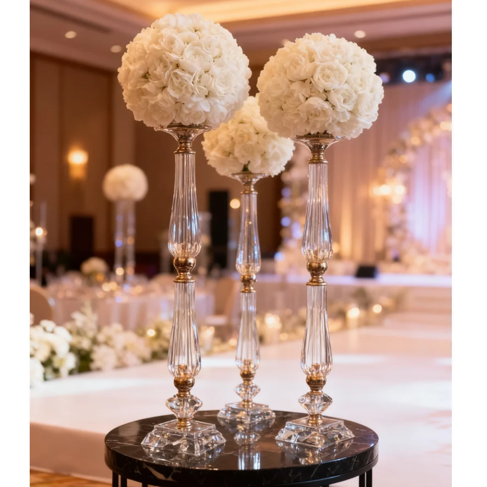 

10 Pcs H 70 80 90 100cm Flower Stand Arrangement Table Centerpiece Metal acrylic Plating Weddings Geometric Centerpiece Stand