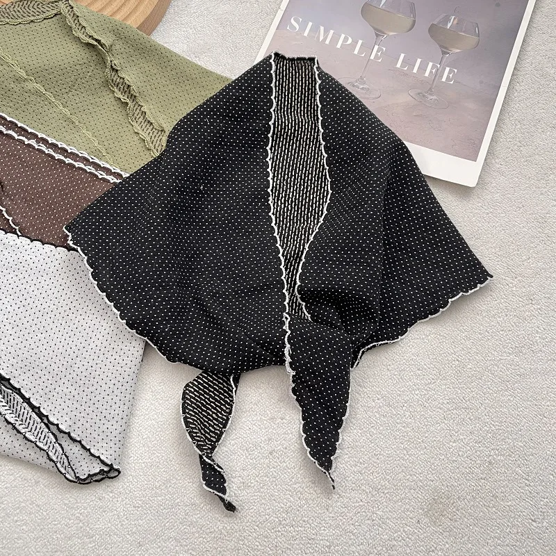 

Ультралегкий треугольный шарф с волнистым узором и полосками, универсальный аксессуар для весны и лета