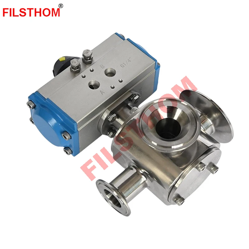 Pneumatic Three-Way Rotary Valve With Actuator For Sauce Liquid Paste Pneumatic Filling Machine Accessories  DN25 DN38 view 4