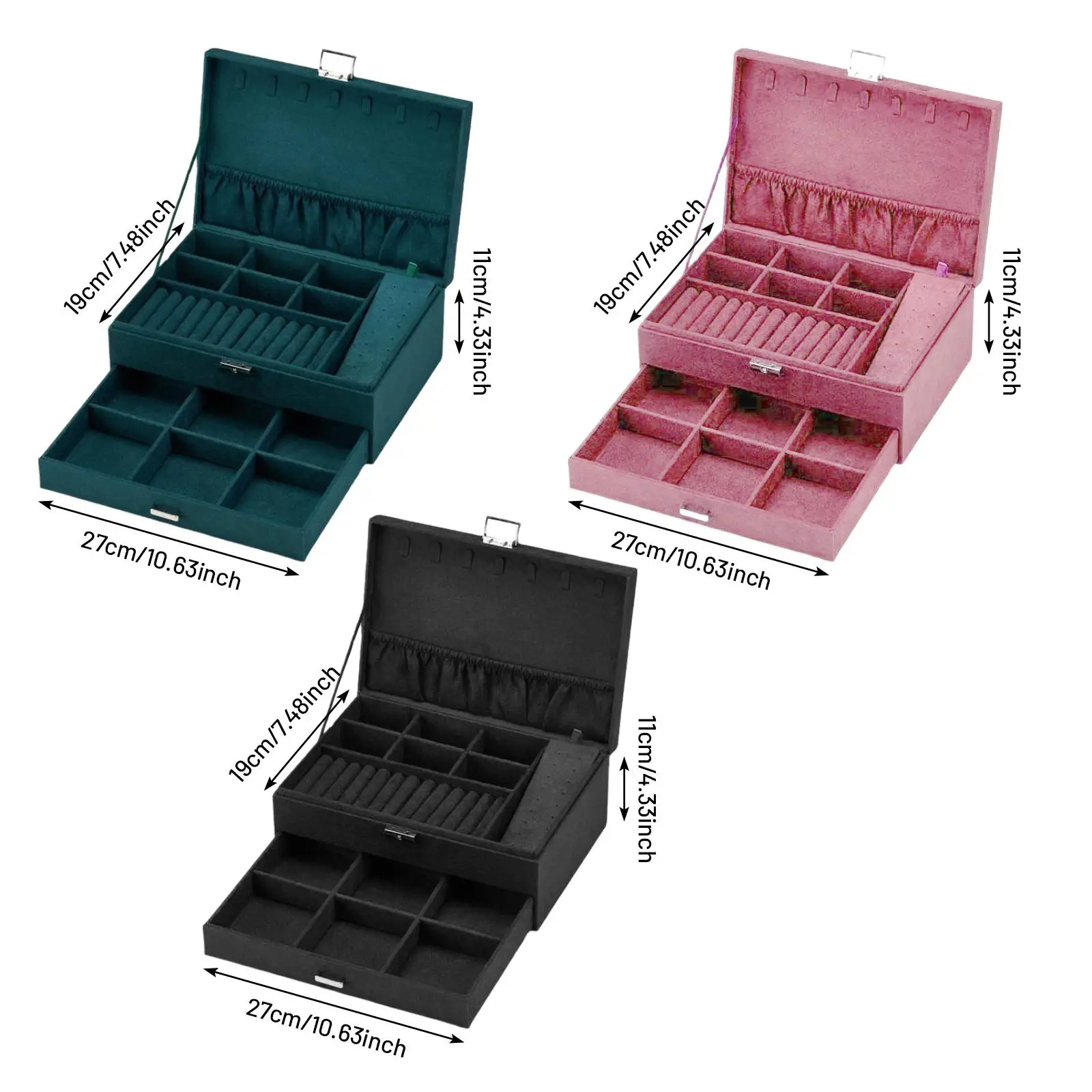 Velvet Jewelry Box Rings Necklace Hairpin Display Organizer Holder Container - view 6