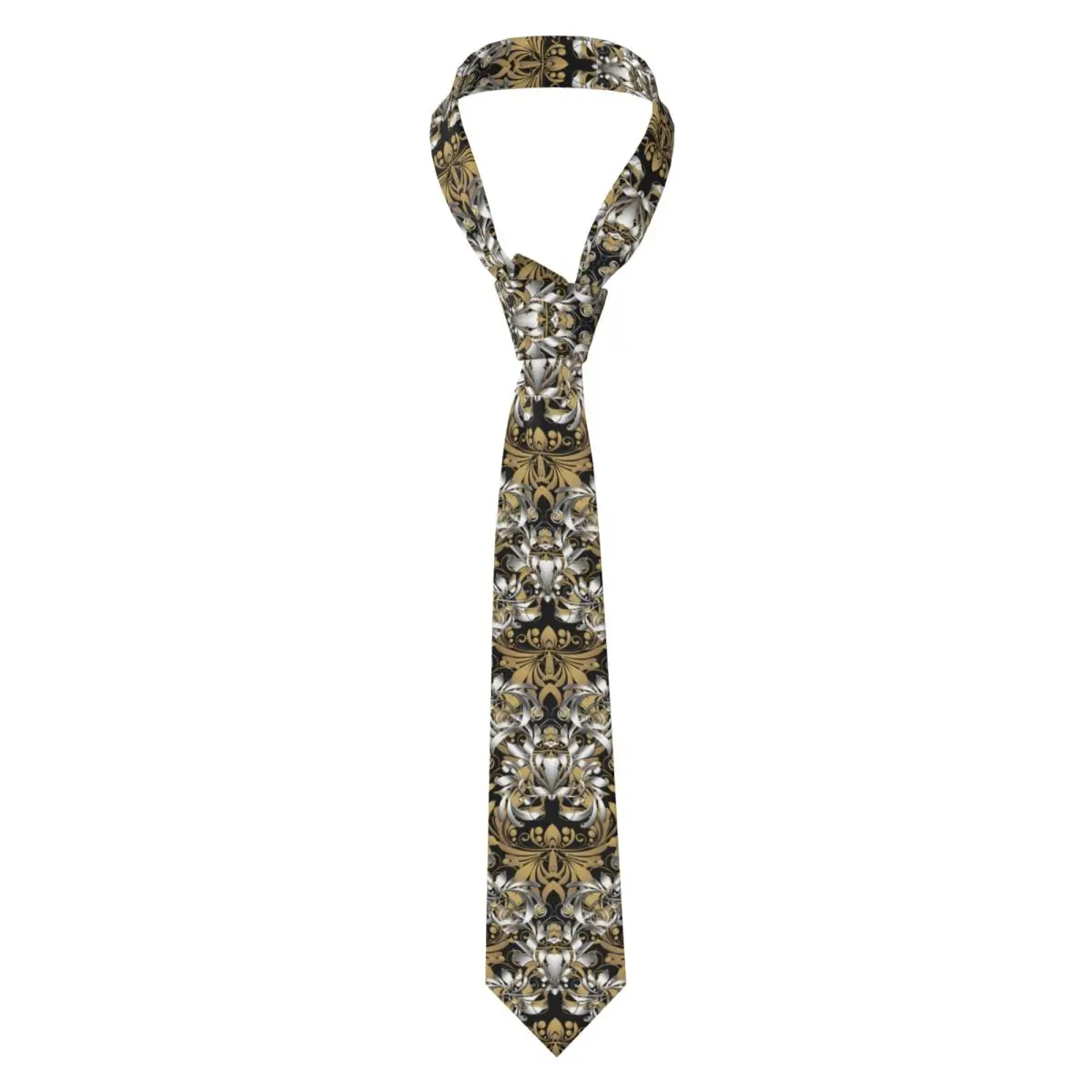 Custom Mens European Floral Gold Baroque Neck Ties Ornate Fashion Tie For Banquet