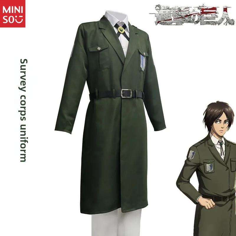 مجموعة كاملة من أزياء الهجوم على تيتان الموسم 4 لفيلق الاستطلاع - معطف واق من المطر باللون الأخضر العسكري طبق الأصل لشخصية أصلية لـ Cos #2