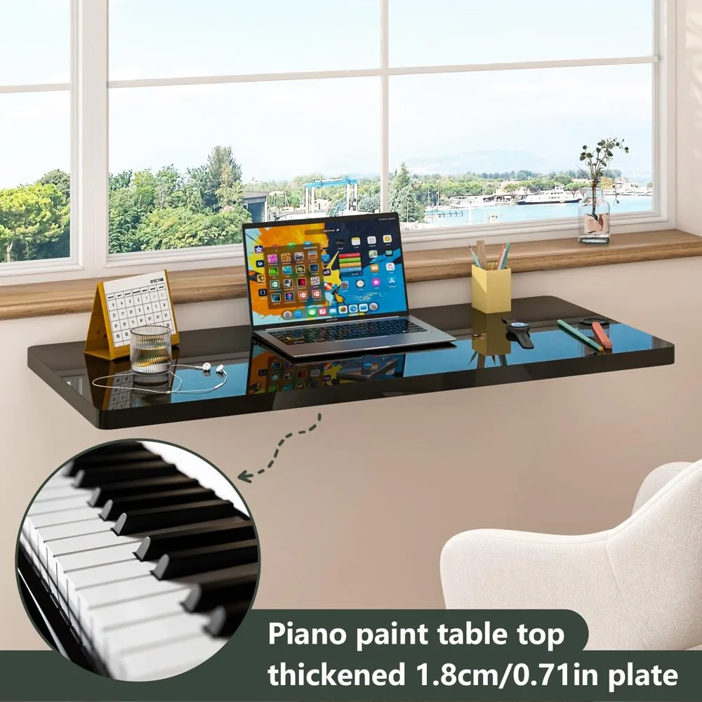 Mesa dobrável de parede de alto brilho, 39,4 L x 19,7 W, ideal para lavanderia, escritório doméstico e uso em cozinha