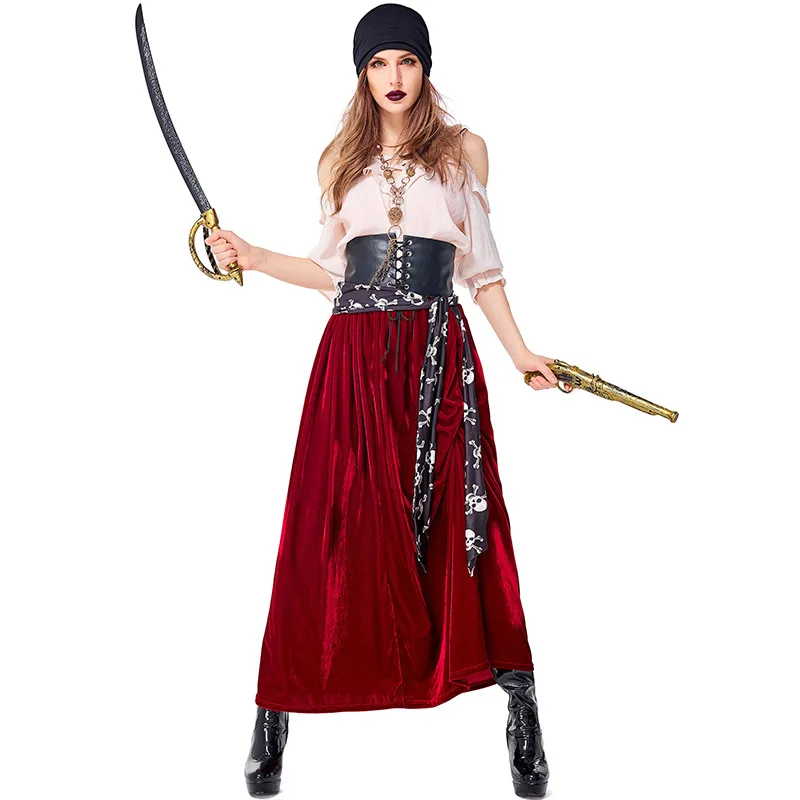 Costume d'Halloween de Capitaine de Pirate pour Femme Adulte, Tenue de Cosplay, Gothique, Médiéval, de ix, de Carnaval, de Barrage