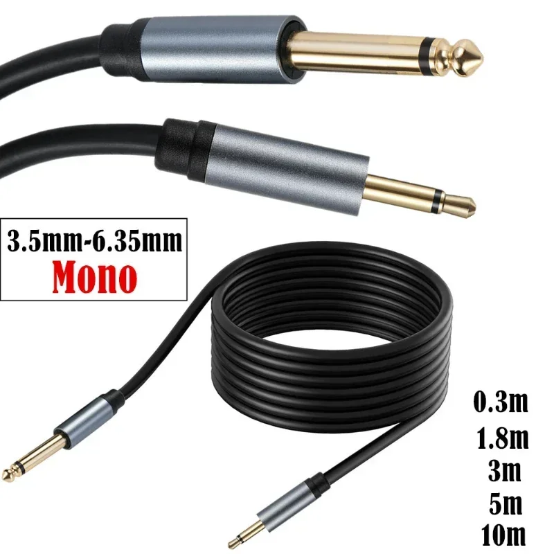 Gold plated mono TS 6.35mm to 3.5mm Male Audio Adapter Cable Line TS 3.5 Male to 6.35 Male Audio Cord Wire Adaptor Line 6.5 3.5