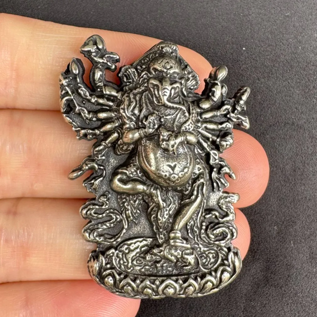 antique Old Tibetan Buddhism cupronickel Elephant God of Wealth  amulet