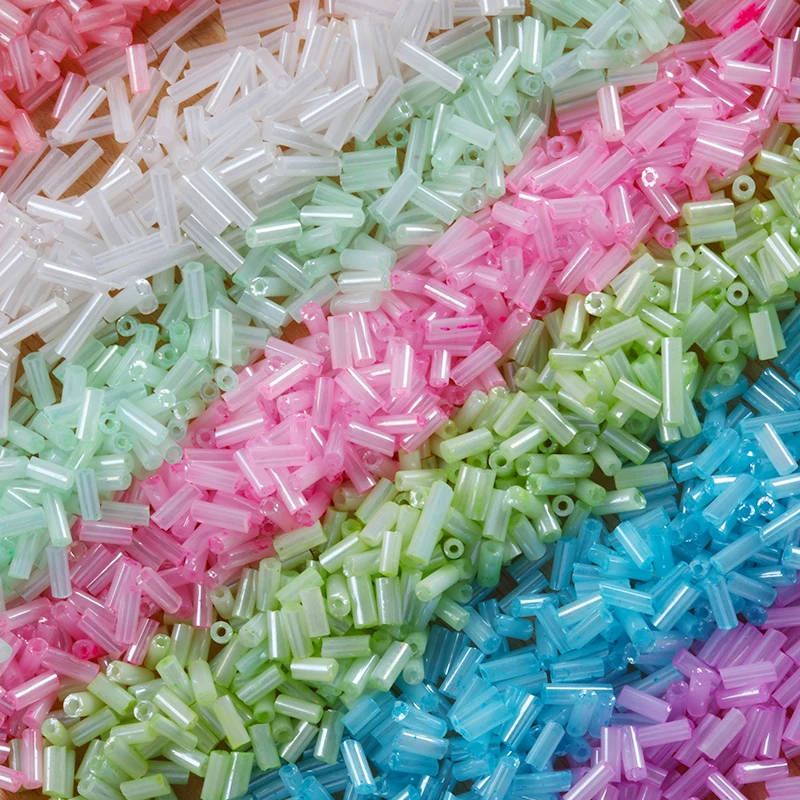 2x6mm Cream Colour Line Tube Beads Glass Mini Japan Beads For DIY Bracelet Jewelry Dress Making Garments Accessory