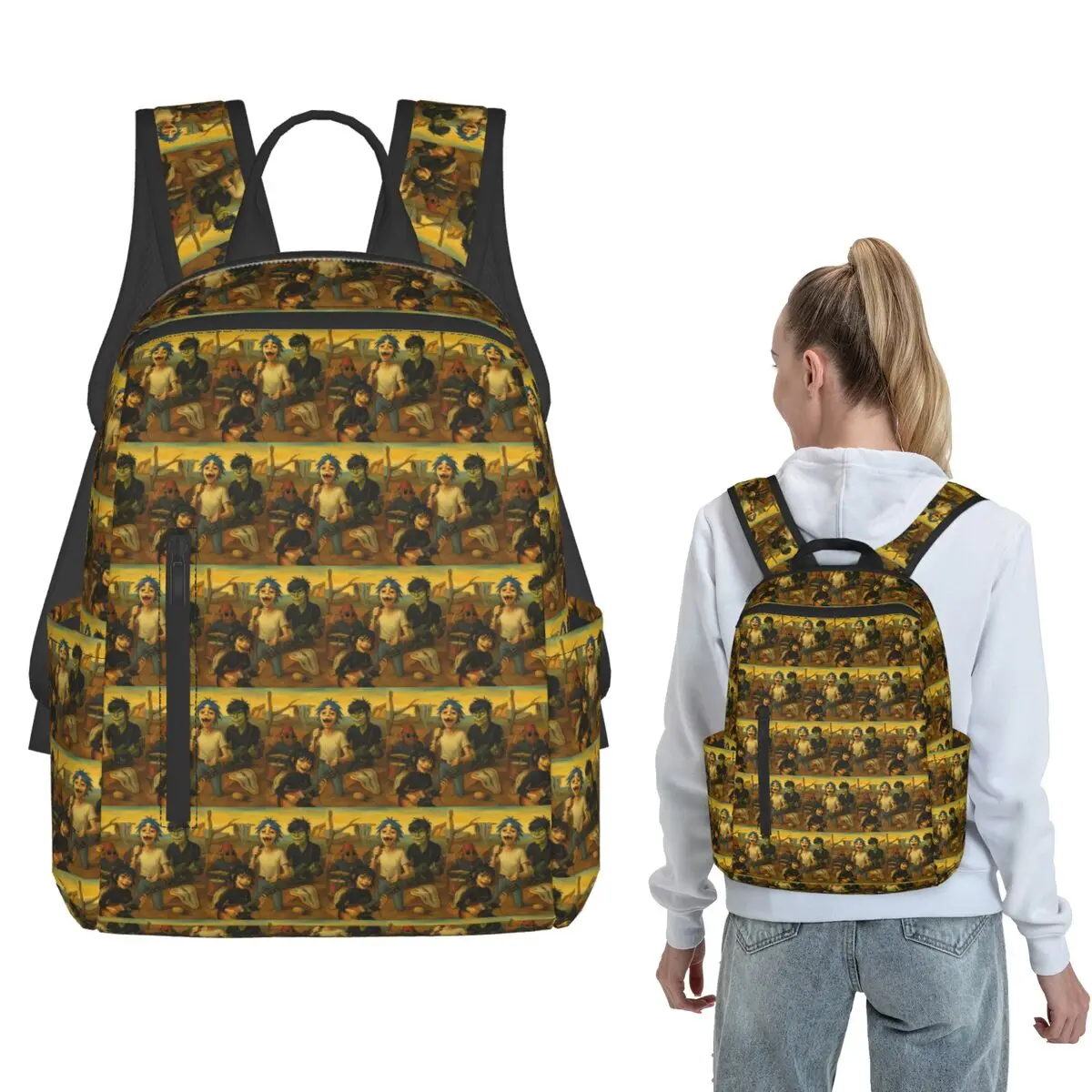 

Alternative Surreal Rock Backpack Large Capacity Boys Girls BookBag School Bag Shoulder Bags for Men Women