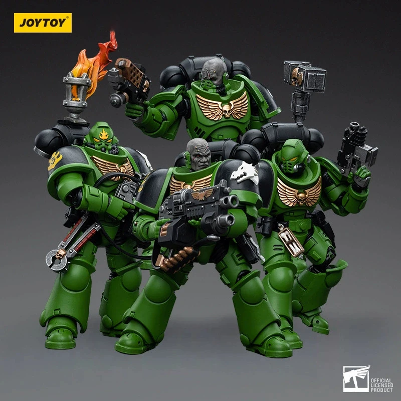 JOYTOY 40K 1/18 Salamanders Intercessors Sergeant Krajax Tsek'gan Brother Haecule Tol'vak Action Figure Model Gift for Collect