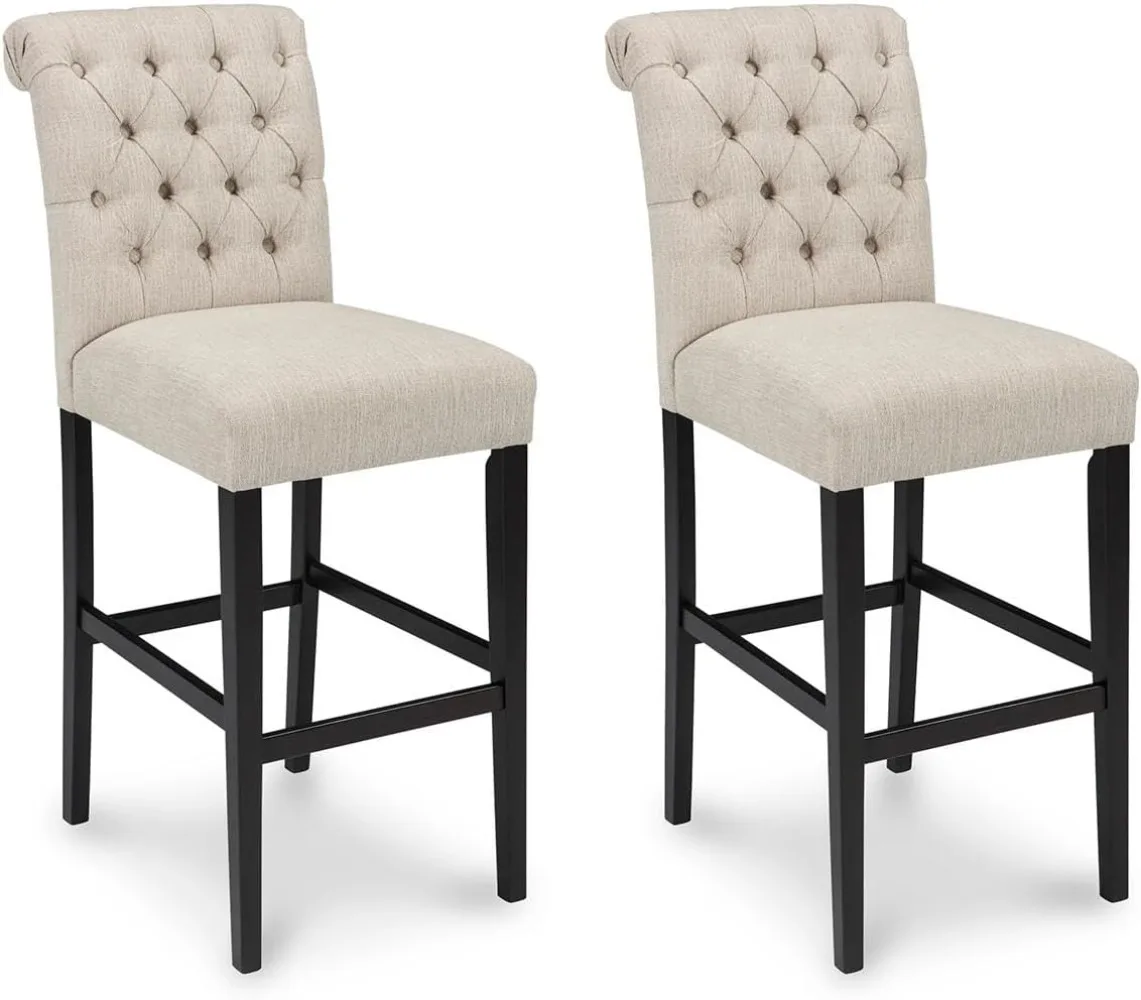 

Signature Design By Ashley Tripton Casual 30" Pub Height Tufted Upholstered Barstool, 2 Count, Beige