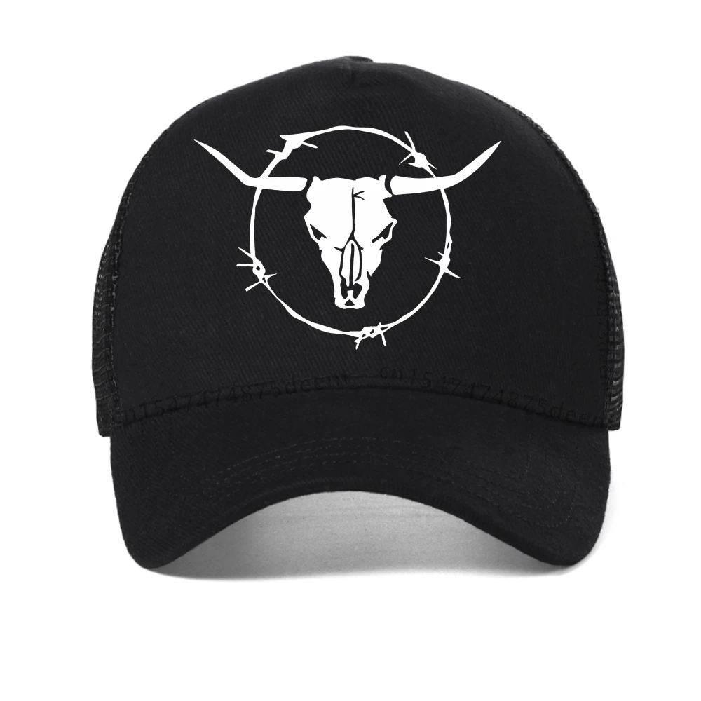 

bull skull print sports baseball cap Men's summer fashionable casual caps Breathable sun hat adjustable mesh Trucker hats