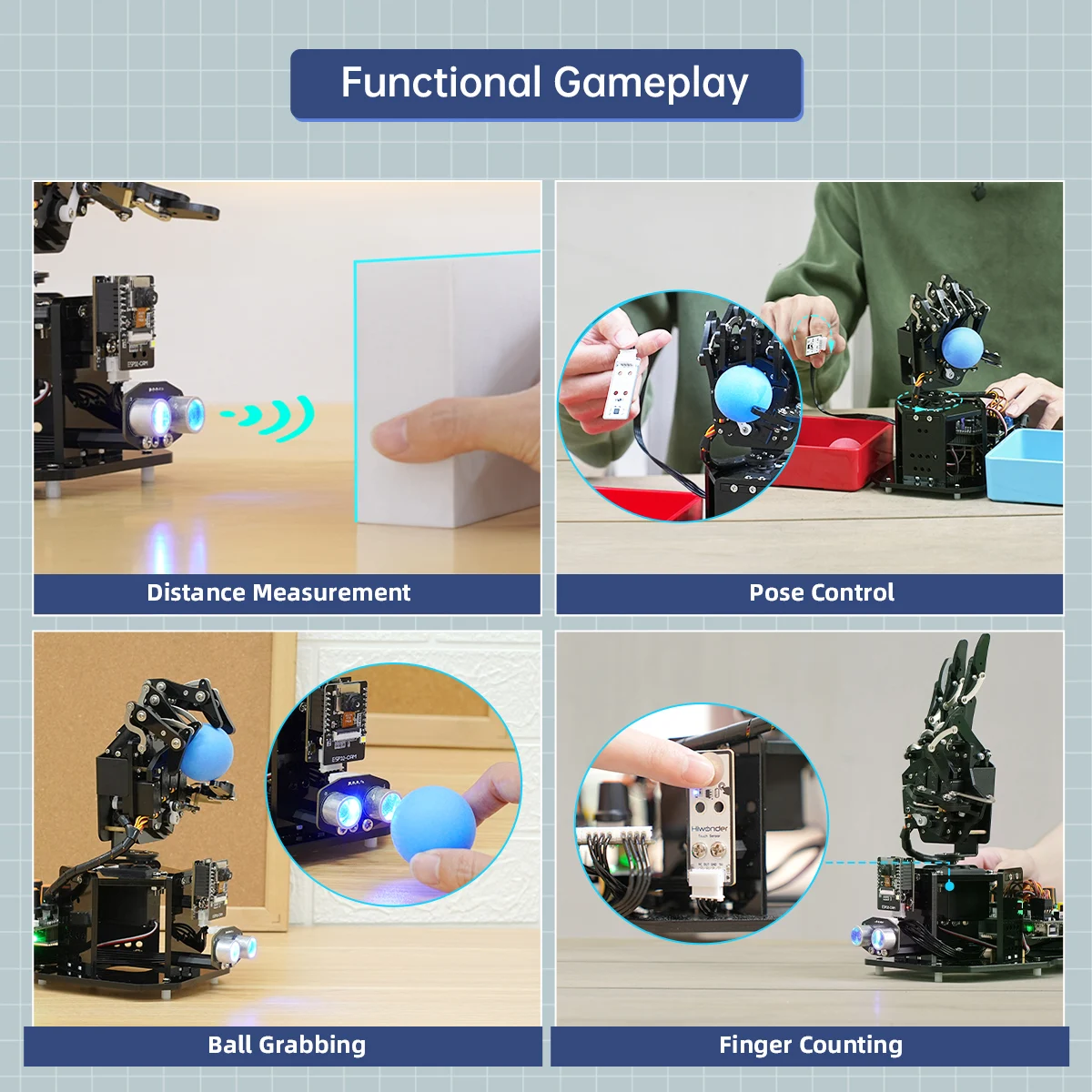 Hiwonder UHand UNO Programming Bionic Hand Educational Robot Kit With AI Vision Support Sensor Expansion Robotic Kits