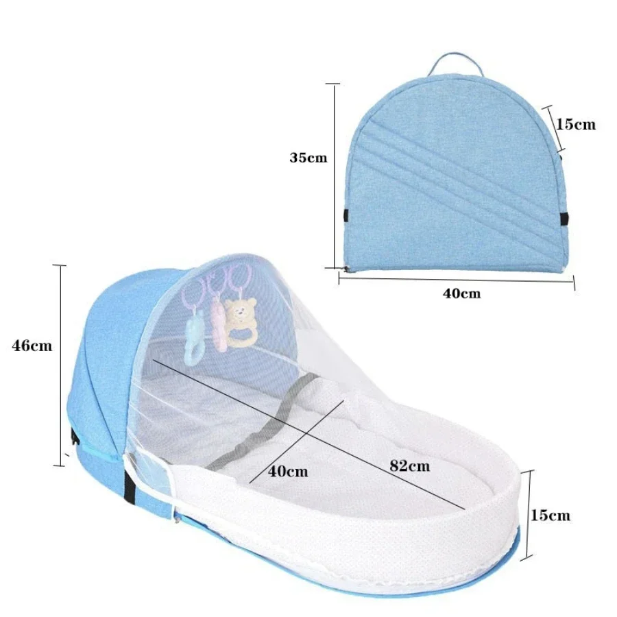 Portable Foldable Infant Crib Versatile Baby Nest with Mosquito Net Four Seasons Multi-functional Mommy Bag Newborns Travel Crib