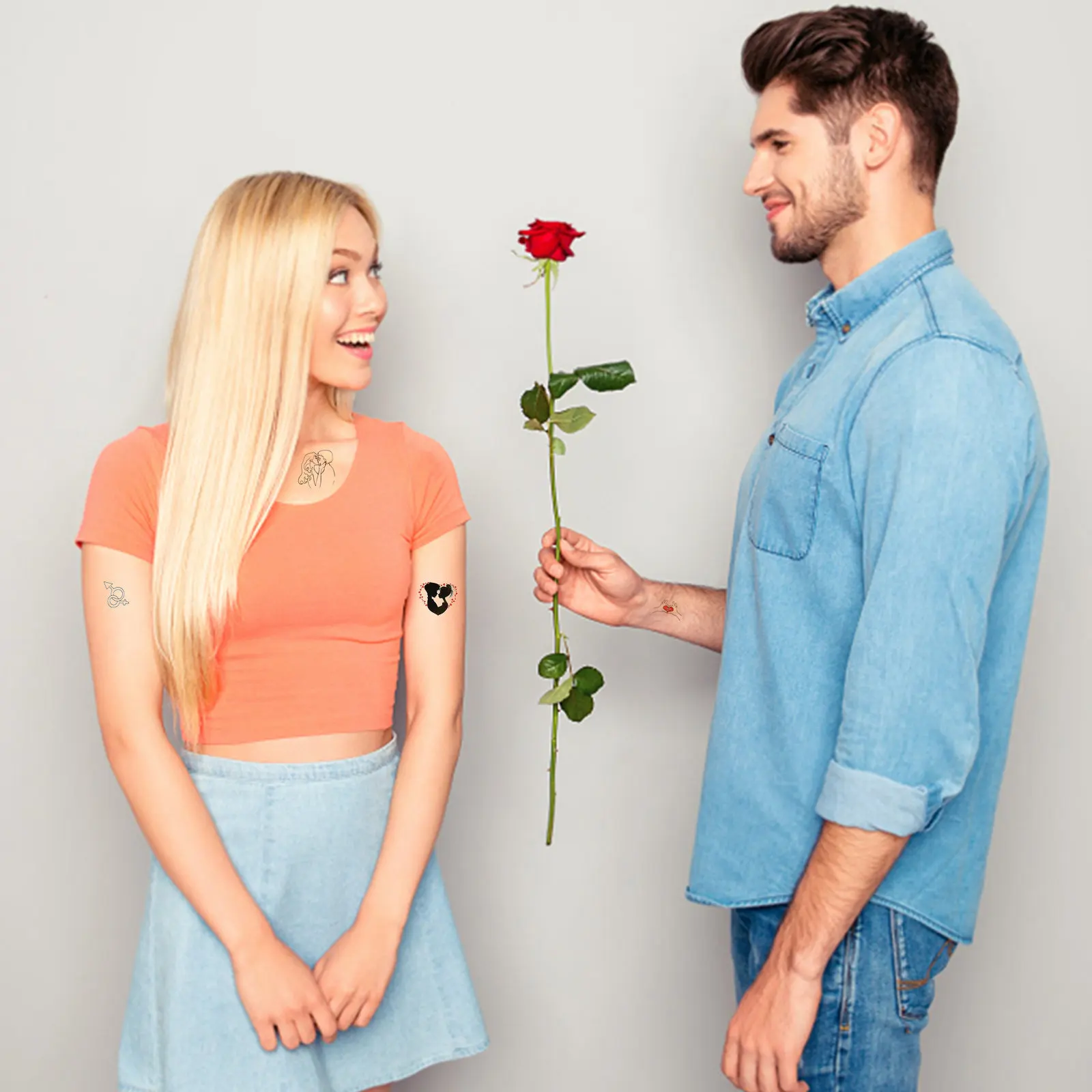 

Светящиеся временные татуировки-наклейки в форме сердца ко Дню святого Валентина, безопасные для использования, стойкие цвета, для проектов боди-арта