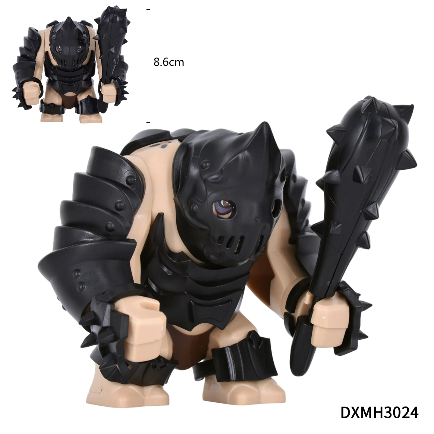 DIY LOTR Mittelalterliche Armee Troll Baustein-Set mit Rostiger Rüstung und Vielfältigen Zubehörteilen, Große Bewegliche Ziegelstein-Figur
