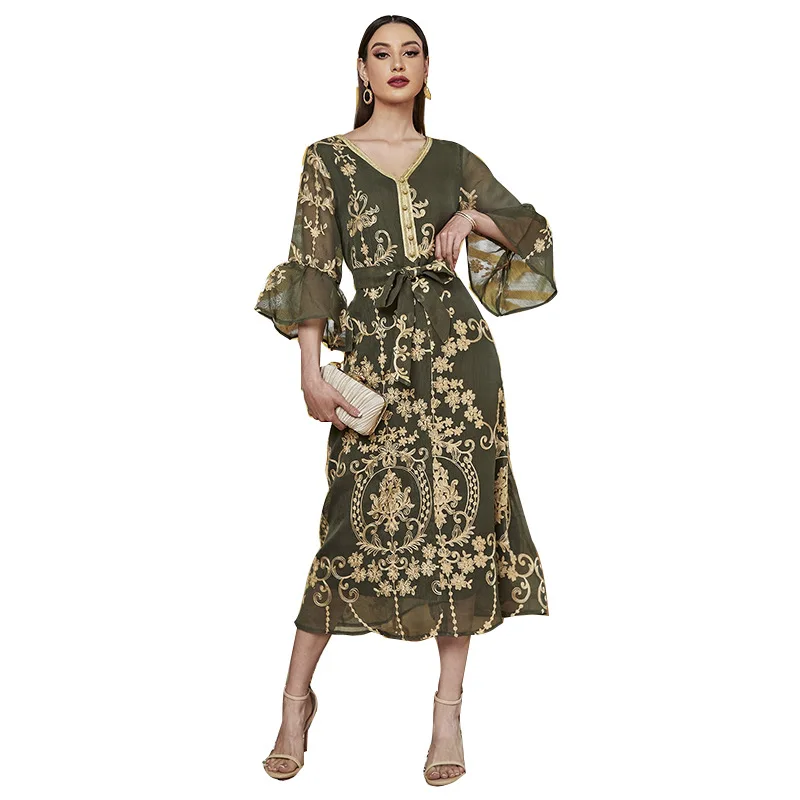 Muslim Dress Women Turkish Party Dresses Jalabiya Sashes Dubai Arab Long Robe Eid Ramadan Morocco Abayas Kaftan Islam Vestidos