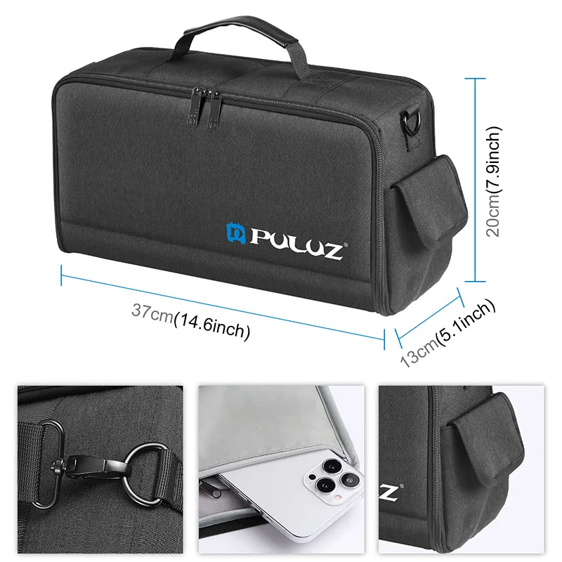 PULUZ Lens Pack Portable Camera Crossbody Shoulder Waterproof Bag Digital Storage Lens Bag (Black)