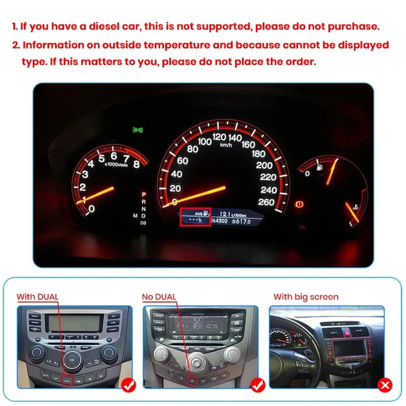 For Honda Accord 7 2003 - 2007 Car Radio Android Automotive Multimedia Player Navigation GPS Carplay Touch Screen Auto Stereo