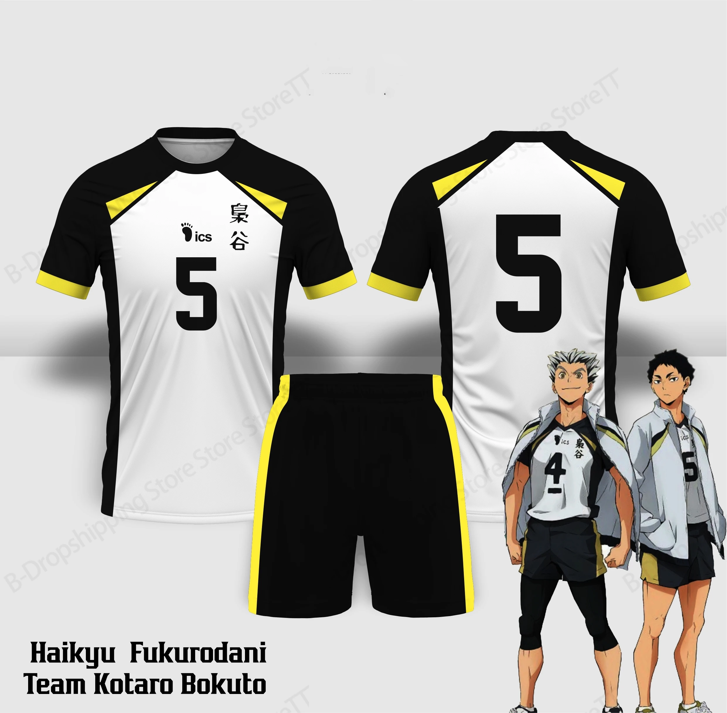 

Мужской комплект из джерси Haikyuu Fukurodani Волейбол Аниме Футболка с 3d принтом Короткие комплекты из 2 предметов Karasuno Спортивный спортивный костюм Костюм Топы для мальчиков Футболки