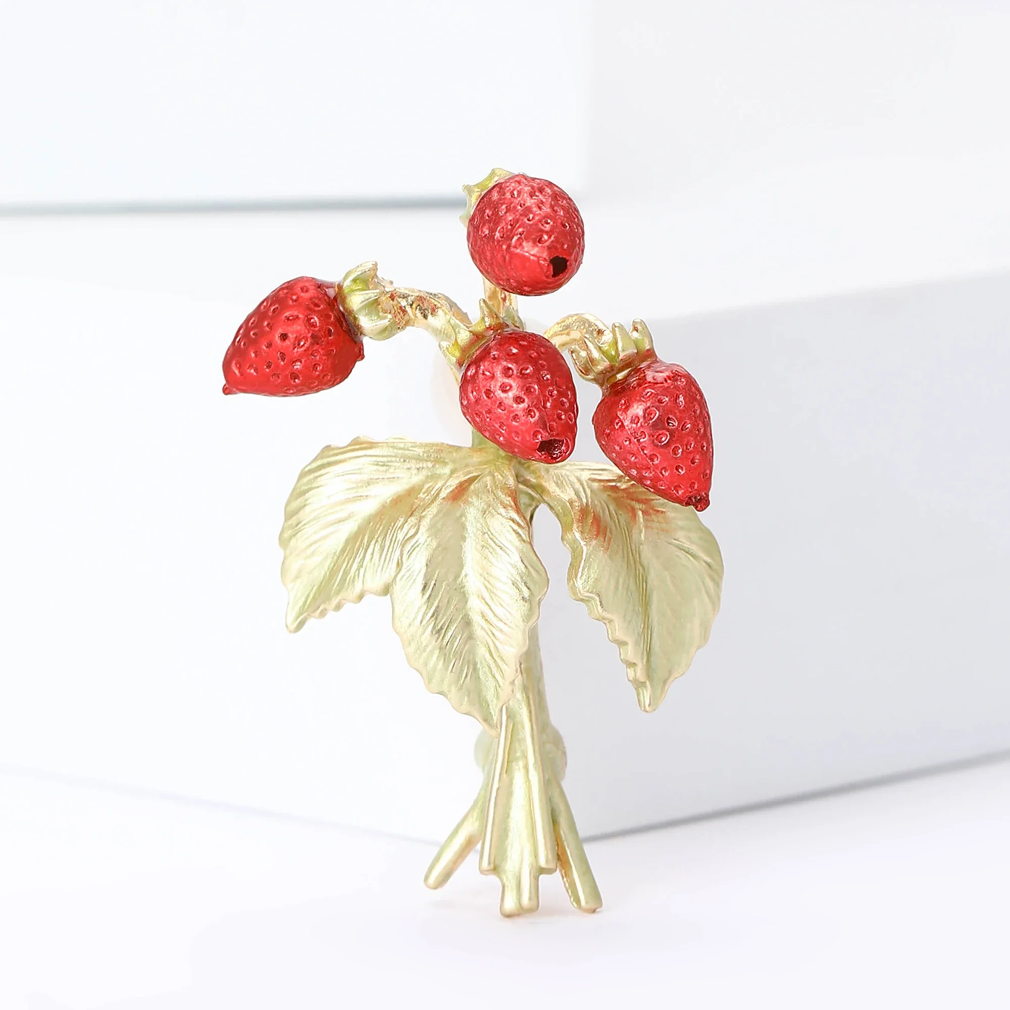 Enamel Rhinestone Strawberry Brooches for Women Unisex Plant Pins Multi-color Available Office Party Accessories Gifts