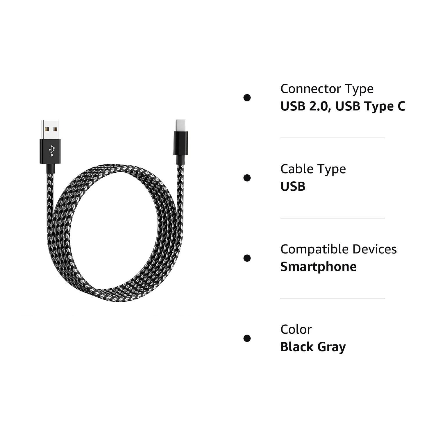 USB Type C Cable Fast Charging Nylon Braided Type C Phone Data Cord for Samsung Xiaomi POCO Oneplus Mobile Phone Charging