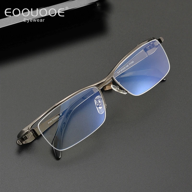 Eoouooe Men Pure Titanium Glasses Comfort Optics Frame Myopia Hyperopia Clear Lens Prescription Top Grade Eyewear Mature Styles